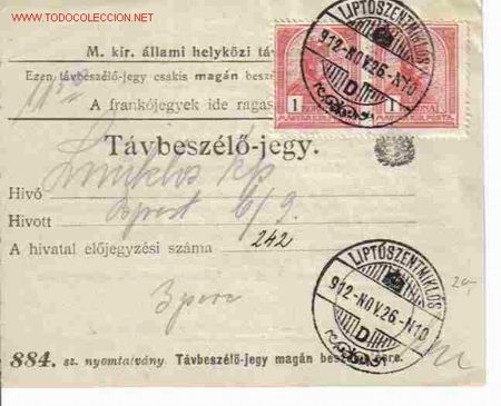 Sellos: TELEFONO AUSTRIA HUNGRIA PRECURSOR TARJETAS TELEFONICAS - Foto 1