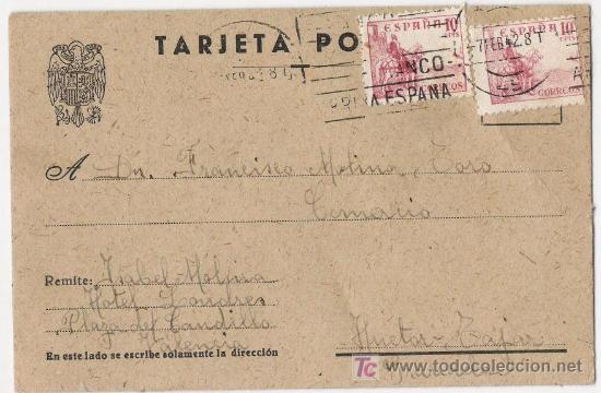 Sellos: TARJETA POSTAL CIRCULADA. 1942. - Foto 1