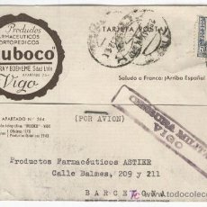 Sellos: PRODUCTOS FARMACEUTICOS RUBOCO. VIGO. CENSURA MILITAR DE VIGO. 25-05-1939. FARMACIA.GUERRA CIVIL.