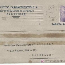 Sellos: PRODUCTOS FARMACEUTICOS S.A. ALGECIRAS. 1944. FARMACIA.