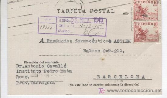 Sellos: LABORATORIO ASTIER. REUS. 1945. - Foto 1