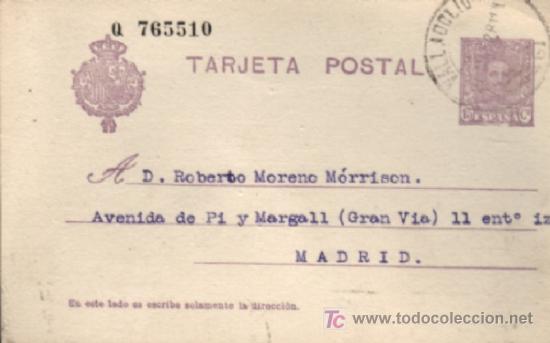 Sellos: Tarjeta postal Alfonso XIII tipo B&eacute;cquer 1928 - Foto 1