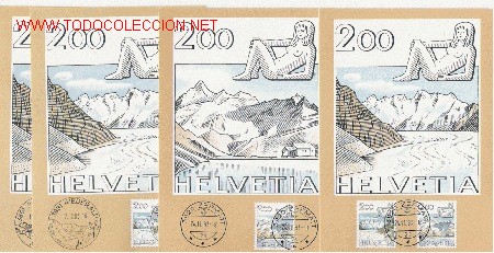 Sellos: PRECIOSAS CUATRO  TARJETAS MAXIMAS DE SUIZA - Foto 1