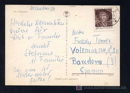 Sellos: Polonia. TP circulada 1980. - Foto 1