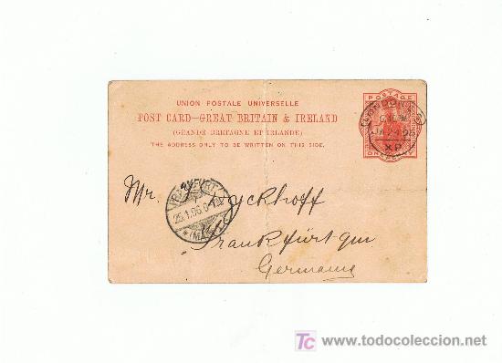 Sellos: 1896 postal de London a Frankfurt - Foto 1
