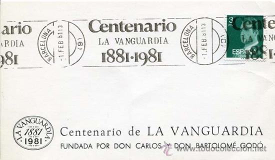 Sellos: Tarjeta centenario de la Vanguardia 1881-1981 - Foto 1