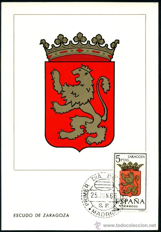Sellos: Postal &ndash; Escudo de ZARAGOZA 1966 - Foto 1