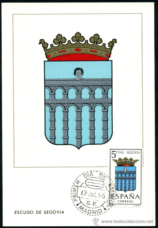 Sellos: Postal &ndash; Escudo de SEGOVIA 1965 - Foto 1