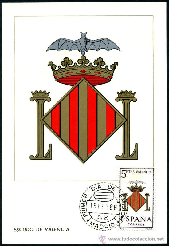 Sellos: Postal &ndash; Escudo de VALENCIA 1966 - Foto 1