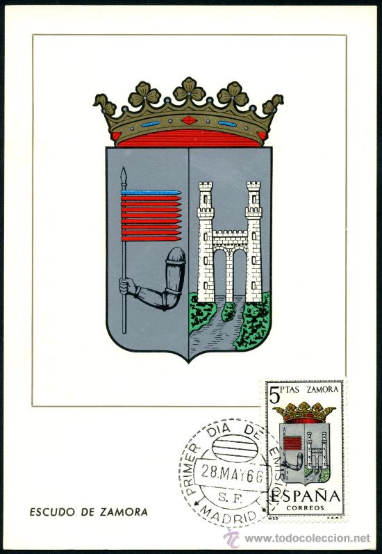 Sellos: Postal &ndash; Escudo de ZAMORA 1966 - Foto 1
