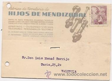 Sellos: Hijos de Mendiz&aacute;bal. Durango. Ferreter&iacute;a - Foto 1