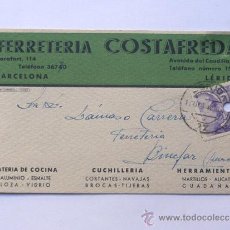 Sellos: TARJETA COMERCIAL / FERRETERIA COSTAFREDA / LLEIDA AÑO 1942. Lote 38703246