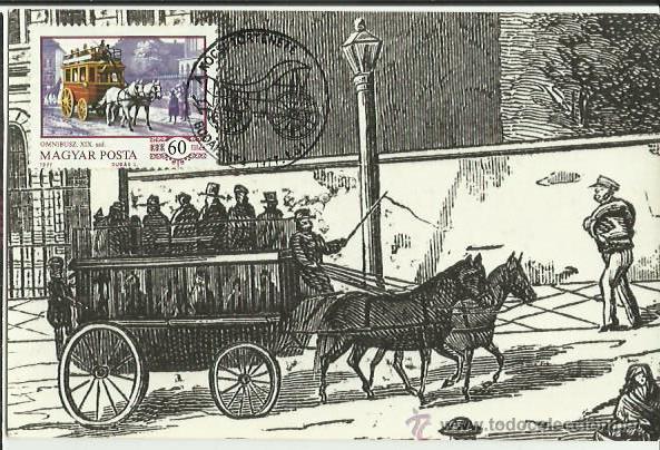 Sellos: TARJETA M&Aacute;XIMA. 1977. BUDAPEST. CARRUAJE-60. - Foto 1