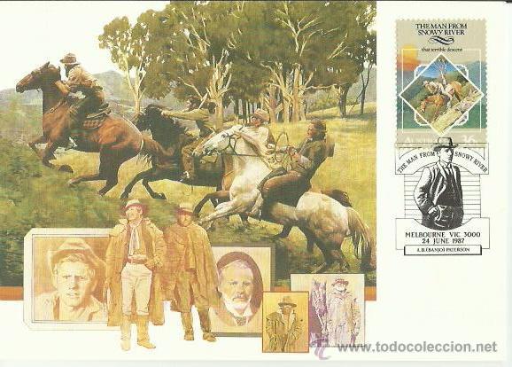 Sellos: TARJETA M&Aacute;XIMA. AUSTRALIA. 1987. CABALLOS. - Foto 1