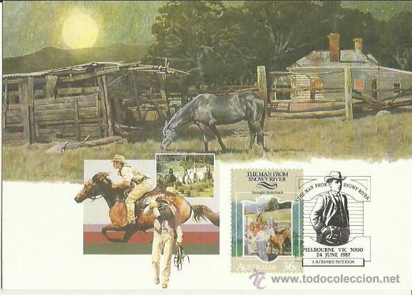 Sellos: TARJETA M&Aacute;XIMA. AUSTRALIA. 1987. CABALLOS. - Foto 1
