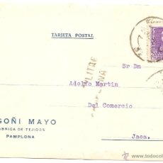 Sellos: PAMPLONA. TARJETA COMERCIAL CON CENSURA MILITAR. 1939