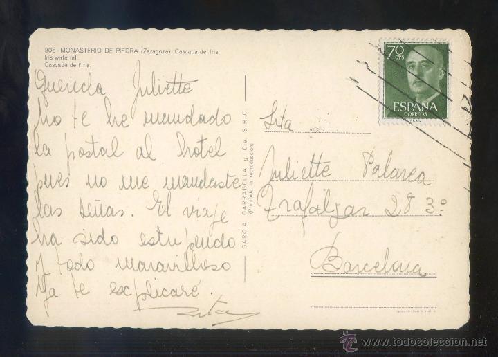Sellos: TP matasellos *L&iacute;neas* Postal: Monasterio de Piedra. - Foto 1