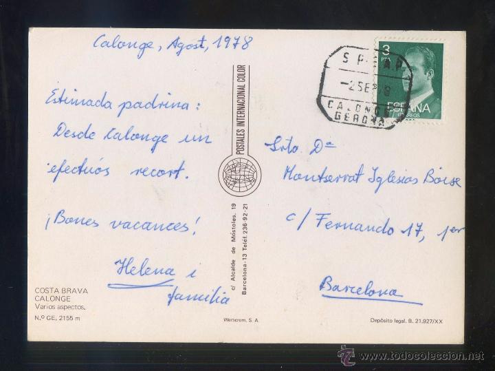Sellos: TP circulada matasellos *S.P. - E.A.P. Calonge. Gerona* A&ntilde;o 1978. - Foto 1