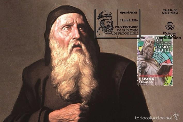 Sellos: Spain 2016 - VII Cent. de la muerte de Ram&oacute;n Llull maximum postcard - Foto 1