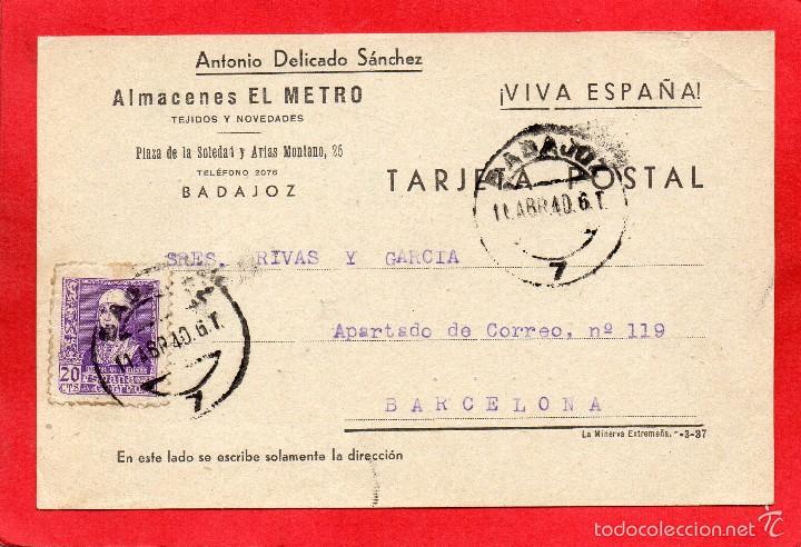 Sellos: badajoz. almacenes el metro. postal comercial - Foto 1