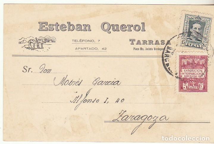 Sellos: ESTEBAN QUEROL : TARRASA a ZARAGOZA. 1930. - Foto 1