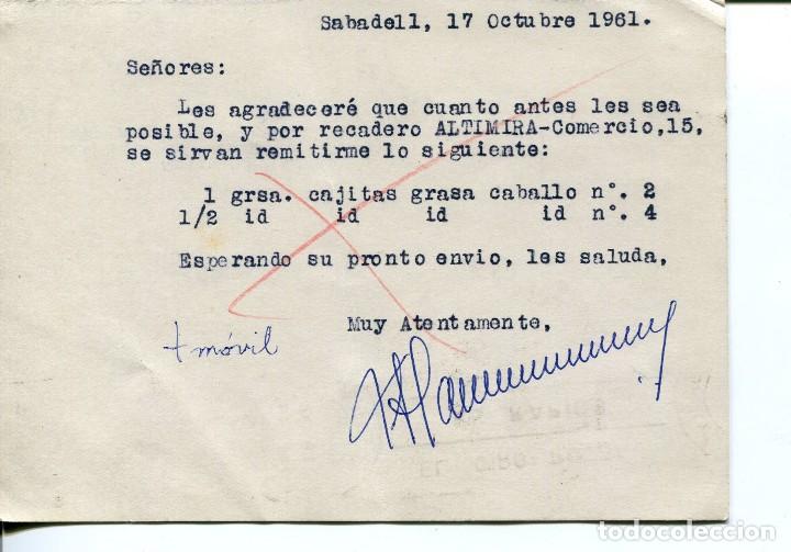 Sellos: TARJETA POSTAL--SABADELL 1961 - Foto 2