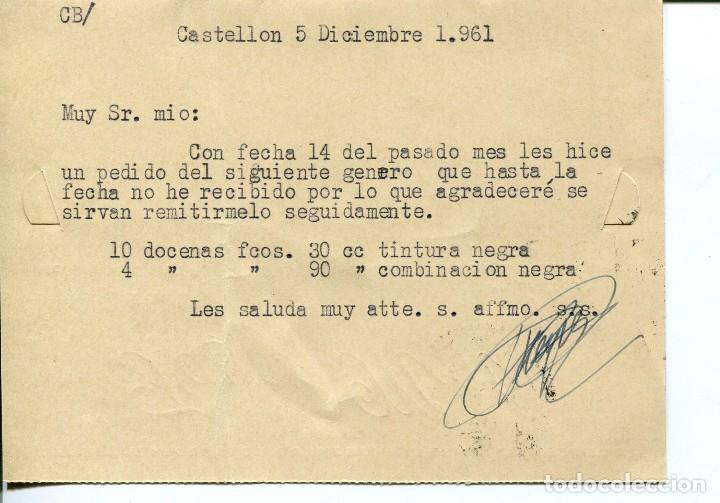 Sellos: TARJETA POSTAL--CASTEL&Oacute;N DE LA PLANA- 1961 - Foto 2