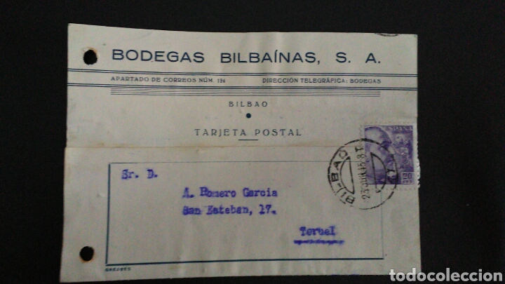 Sellos: TARJETA POSTAL PUBLICITARIA. BILBAO. - Foto 1