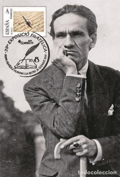 Sellos: Spain 2015 - Literature Cesar Vallejo maxicard - Foto 1