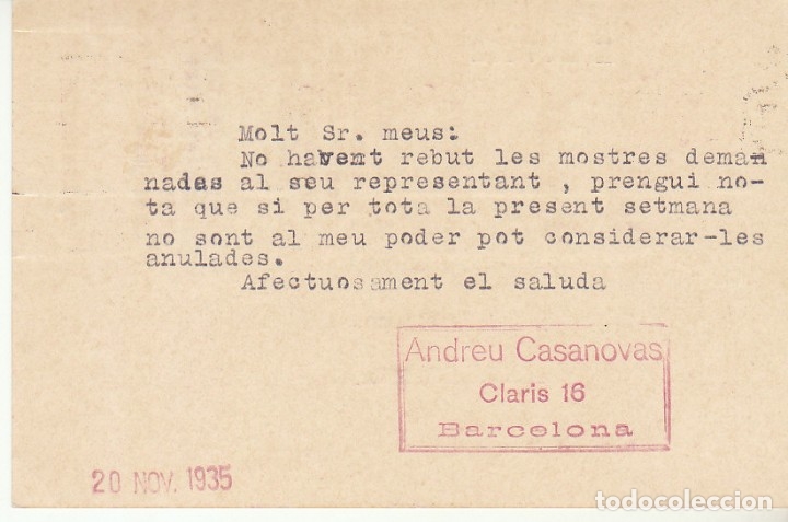 Sellos: MATRONA de PERFIL : BARCELONA a MATAR&Oacute;. 1935 - Foto 2