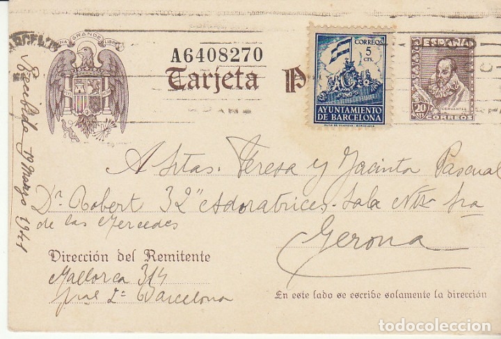 Sellos: CERVANTES : Barcelona a Gerona. 1941. - Foto 1