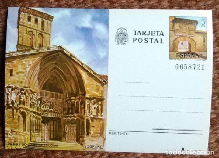 Sellos: TARJETA POSTAL - LOGRO&Ntilde;O - IGLESIA DE SAN BARTOLOME - Foto 1
