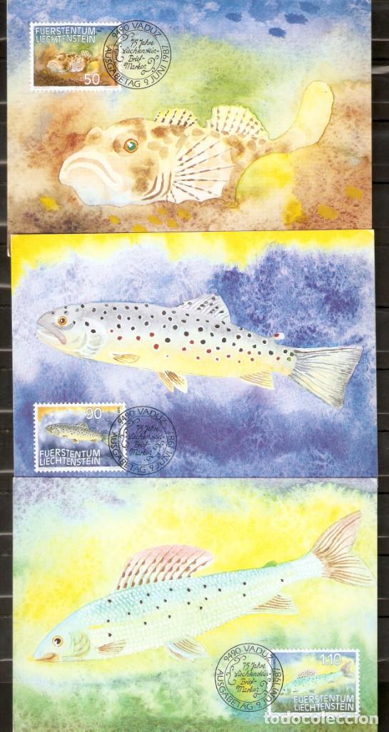 Sellos: LIECHTENSTEIN 1987. 3 M&Aacute;XIMAS. PECES. - Foto 1