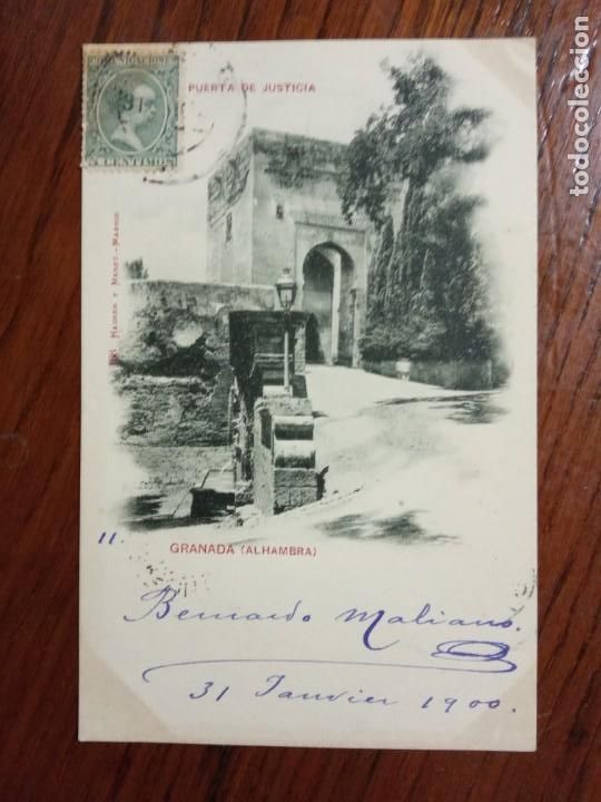 Sellos: TARJETA POSTAL.GRANADA (ALHAMBRA).1900 - Foto 1