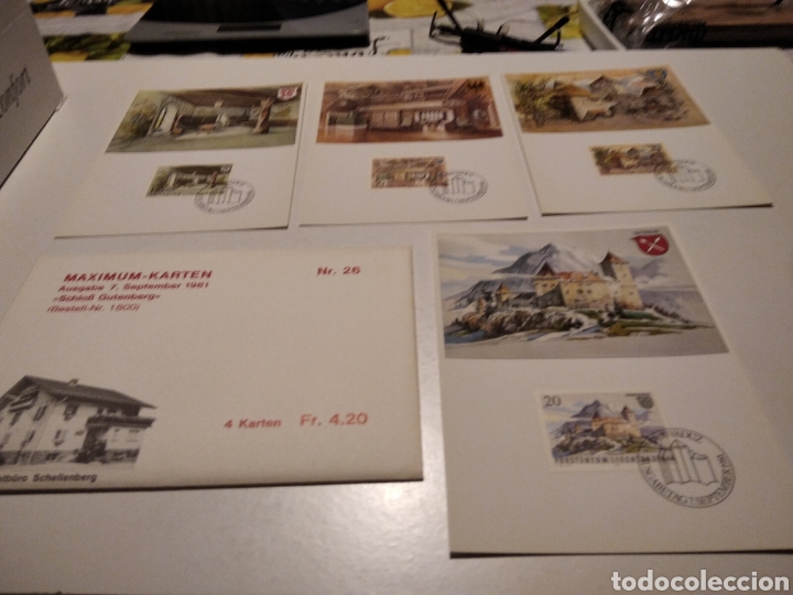 Sellos: Sobre con 4 tarjeta Maxima LIECHTENSTEIN - Foto 1