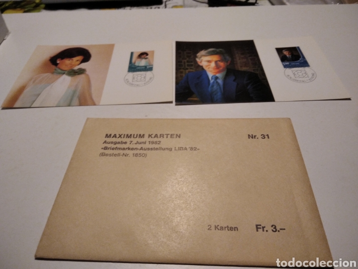 Sellos: Sobre con 2 tarjeta Maxima LIECHTENSTEIN LIBA 82 - Foto 1
