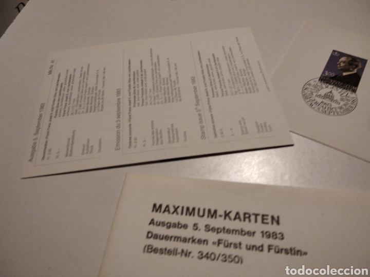Sellos: Sobre con dos tarjeta Maxima LIECHTENSTEIN 1983 - Foto 4