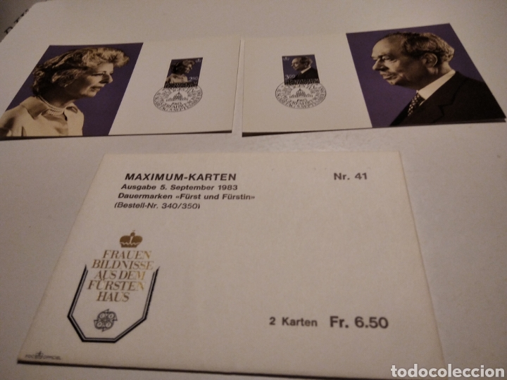 Sellos: Sobre con dos tarjeta Maxima LIECHTENSTEIN 1983 - Foto 1