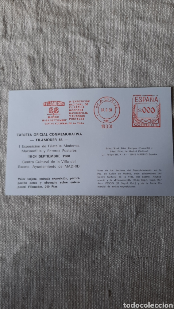 Sellos: FILAMODER 1998 TARJETA RODILLO MATASELLO ESPA&Ntilde;A MADRID - Foto 1