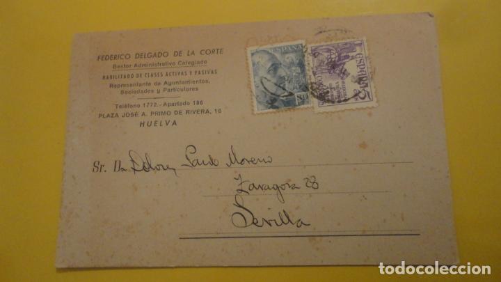 ANTIGUA TARJETA.FEDERICO DELGADO DE LA CORTE.GESTOR ADMINISTRATIVO.HUELVA 1951 (Sellos - España - Tarjetas)