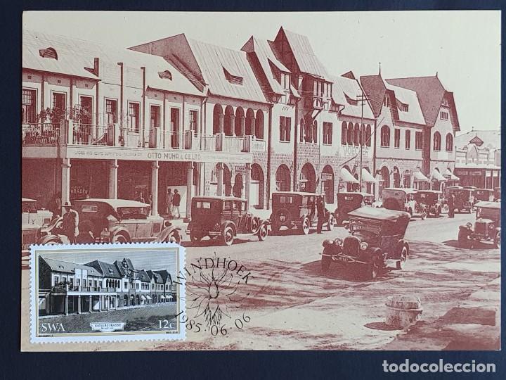 Sellos: Tarjeta M&aacute;xima SWA (Namibia) - Edificios hist&oacute;ricos: Kaiserstrasse, WINDHOEK 1985 - Foto 1