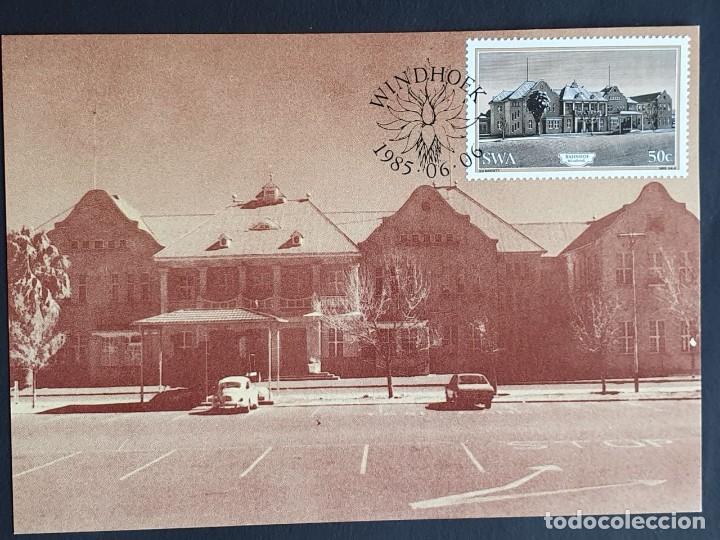 Sellos: Tarjeta M&aacute;xima SWA (Namibia) - Edificios hist&oacute;ricos: La corte Suprema, WINDHOEK 1985 - Foto 1