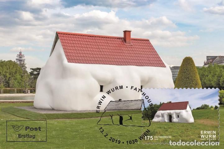 Sellos: Austria 2019 - Erwin Wurm &ndash; Fat House maximum card - Foto 1