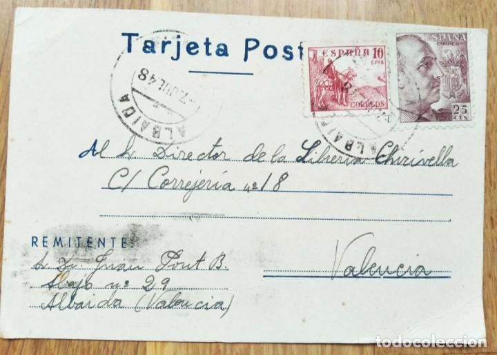 Sellos: TARJETA POSTAL ALBAIDA A VALENCIA 1948 - Foto 1