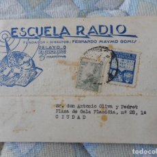 Sellos: ANTIGUA TARJETA COMERCIAL ESCUELA RADIO FERNANDO MAYMO GOMIS BARCELONA 1942. Lote 353164339