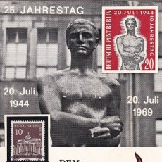 Sellos: MÁXIMA DE ALEMANIA, BERLÍN 1969 - RESISTENCIA / 25 JAHRESTAG 1944-1969 DEM DEUTSCHEN WIDERSTAND