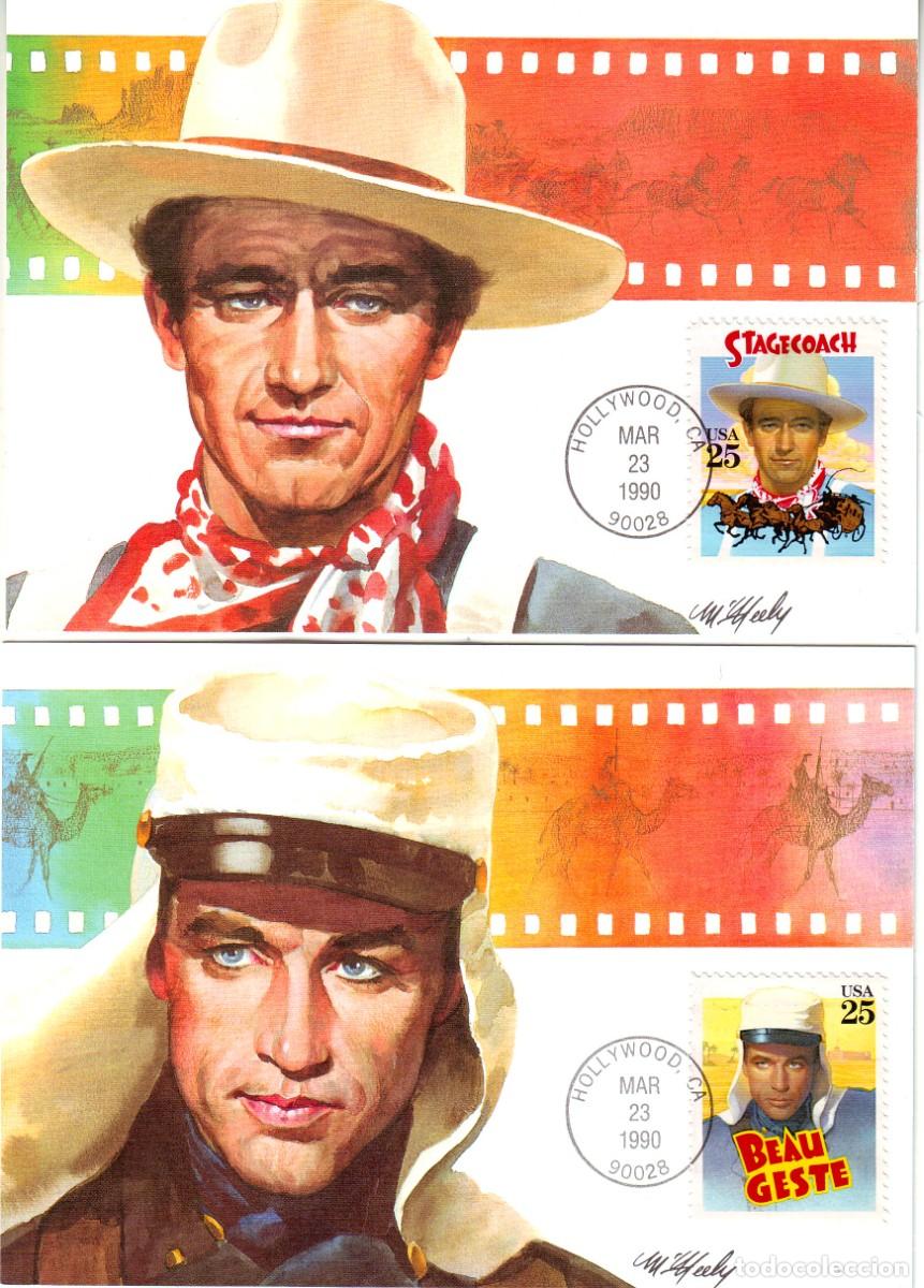 Sellos: TARJETAS MAXIMA DE ESTADOS UNIDOS JOHN WAYNE Y GARY COOPER - Foto 1