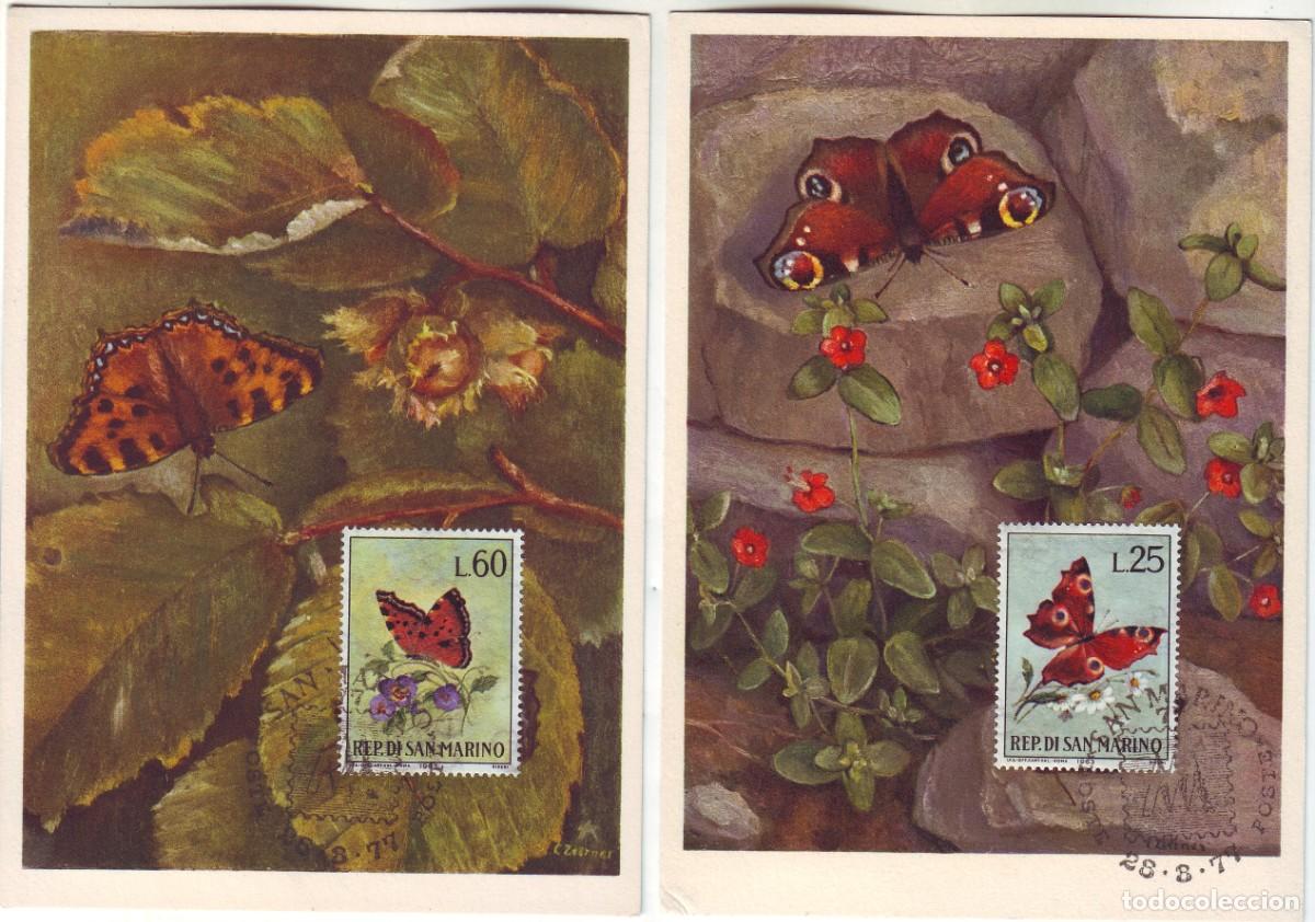Sellos: DOS TARJETAS MARIPOSAS DE SAN MARINO - Foto 1