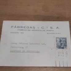 Sellos: 1955 TARJETA POSTAL BARCELONA FABREGAS Y CÍA DIRIGIDA SANTIAGO