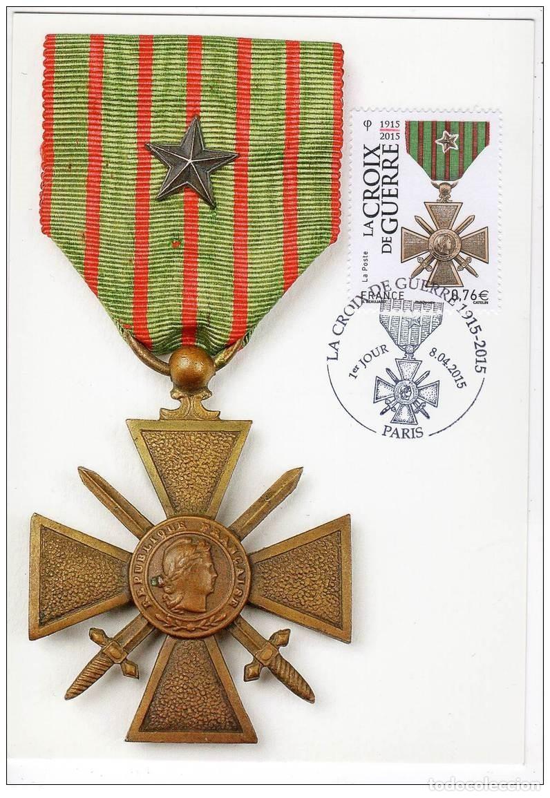 Sellos: France 2015 - Croix de guerre carte maximum - Foto 1